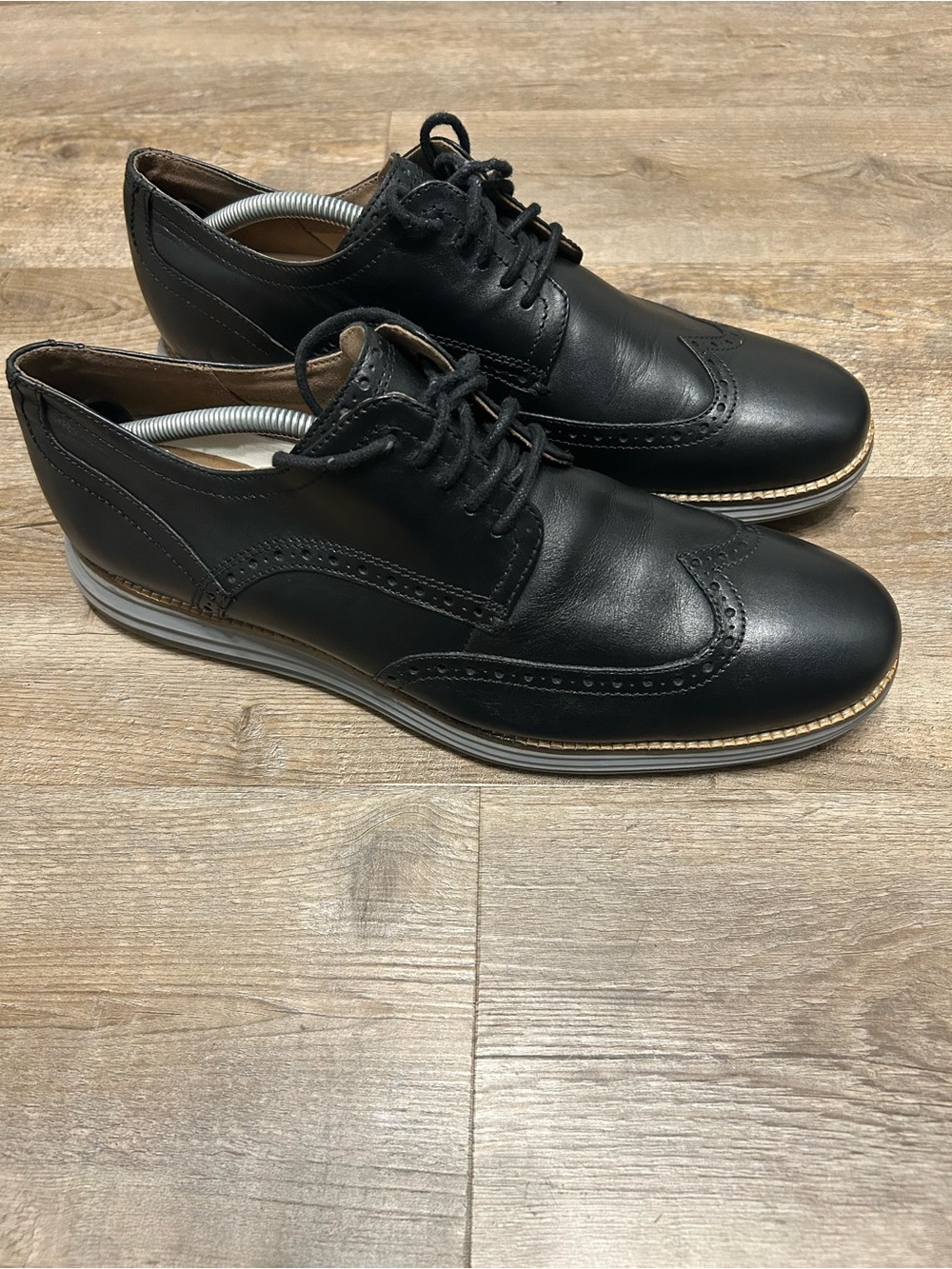 Cole Haan Original Grand Men Size 12 Shortwing Black Leather Lace-Up Oxfords